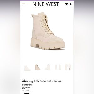 Lightly worn Nine West Obri off white combat booties